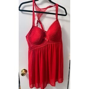 Inteco Intimates Red T Back Underwire Bra Closure Lingerie 2x/9